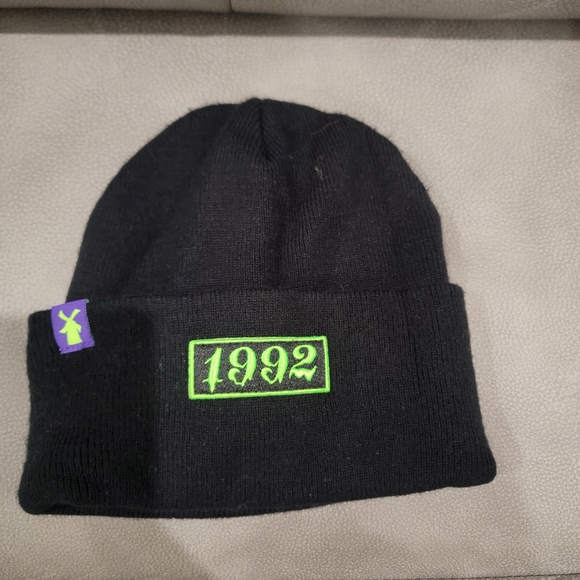 Dutch Bros Black Beanie with Green and Purple Accents 1992 One Size Fits Most - Picture 2 of 3